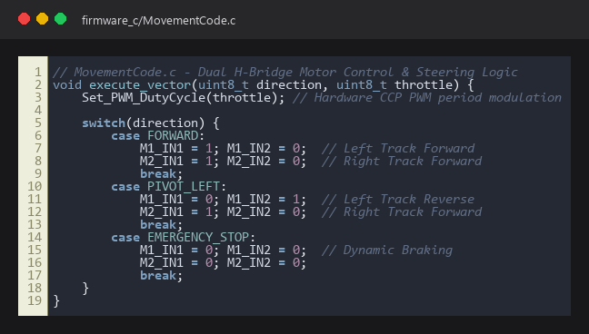 Embedded C Motor Driver & Steering Routine